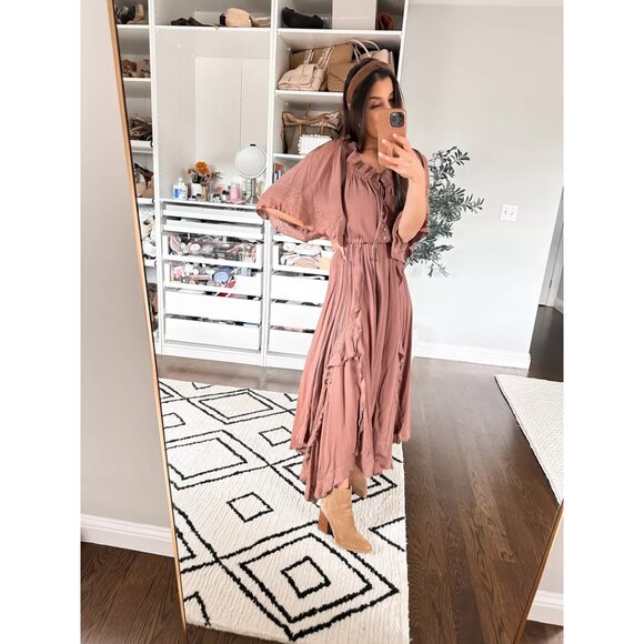 FREE PEOPLE Beach Bliss Maxi Dress in Red Mango Size Medium NWT - Picture 1 of 9